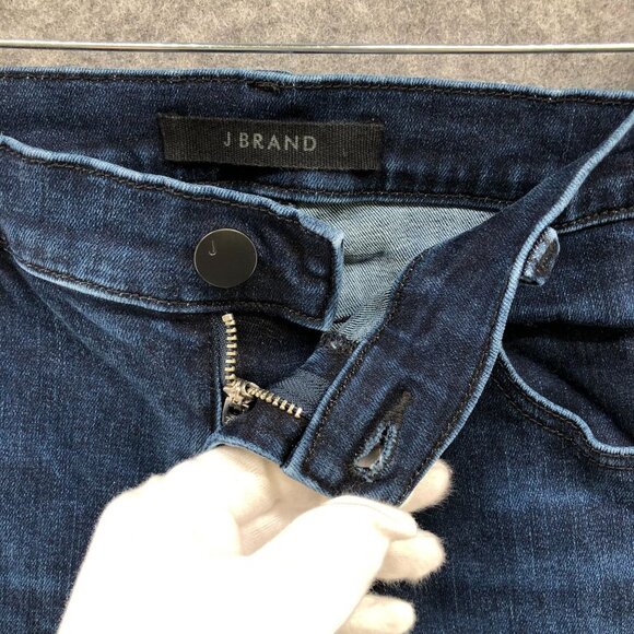 J Brand Ruby High Rise Crop Cigarette Jeans Womens 30 Blue Frayed Stripe - Picture 6 of 11